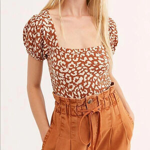 Free People No Type Top - Brown Leopard